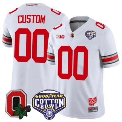 Custom Ohio State Jersey Name and Number Good Year Cotton Bowl Patch Football White 8 Custom Ohio State Jersey Name and Number Good Year Cotton Bowl Patch Football White