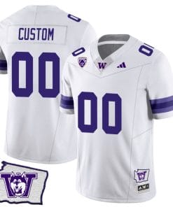Custom Washington Huskies Jersey Name and Number Washington Map Patch Football White