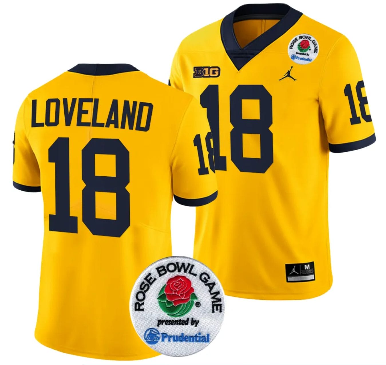 Colston Loveland Jersey #18 Michigan Wolverines Rose Bowl Game 2024 Patch College Football Playoff Maize 1 Colston Loveland Jersey #18 Michigan Wolverines Rose Bowl Game 2024 Patch College Football Playoff Maize