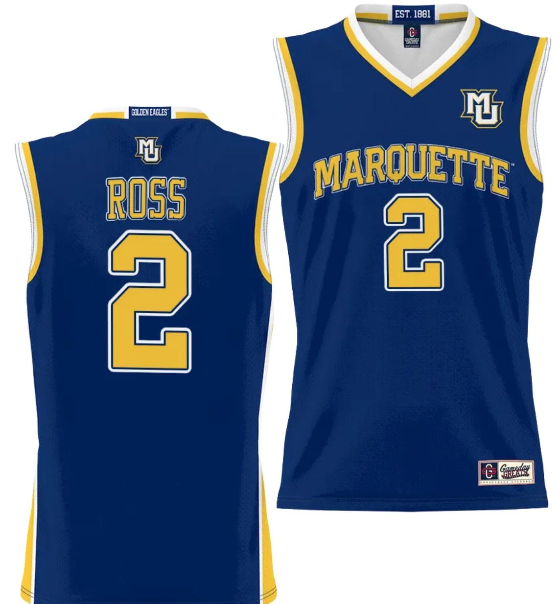Chase Ross Jersey #2 Marquette Golden Eagles NIL Basketball Lightweight Navy 1 Chase Ross Jersey #2 Marquette Golden Eagles NIL Basketball Lightweight Navy