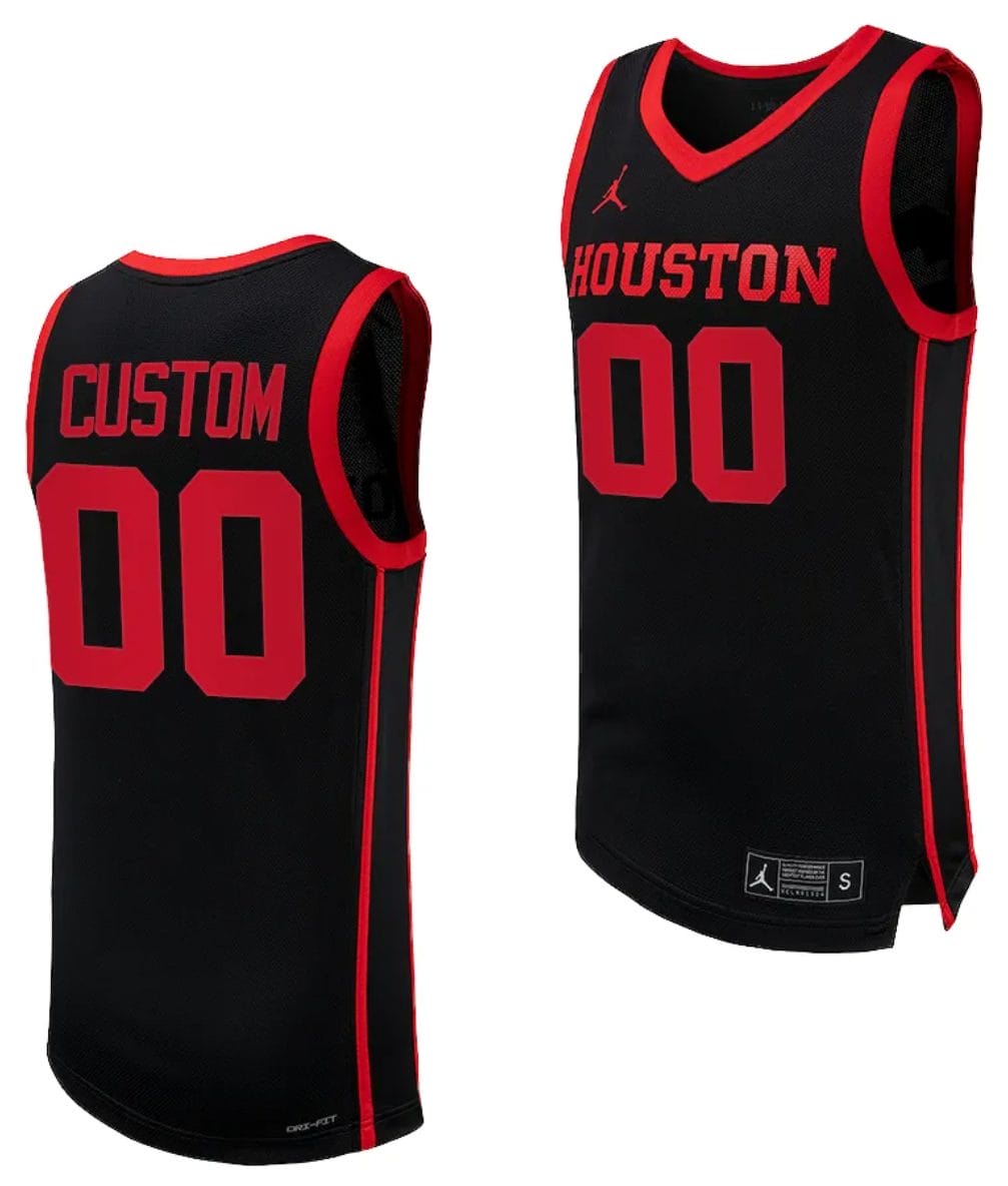 Custom Houston Cougars Jersey Name and Number Basketball Replica uniform Black 1 Custom Houston Cougars Jersey Name and Number Basketball Replica uniform Black