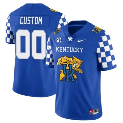 Custom Kentucky Wildcats Jersey Name and Number Vapor Limited College Football Wildcats Logo Royal Checkerboard