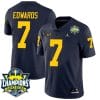 Donovan Edwards Jersey #7 Michigan Wolverines 2023 Big Ten Champions Patch Stitched Navy