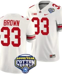 Devin Brown Jersey #33 Ohio State Buckeyes Cotton Bowl Patch 2023 Football White