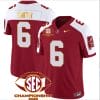 DeVonta Smith Jersey #6 Alabama Crimson SEC Championship 2023 Patch Vapor Gold Football Crimson Alternate