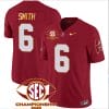 DeVonta Smith Jersey #6 Alabama Crimson SEC Championship 2023 Patch Vapor Gold Football Crimson