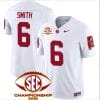 DeVonta Smith Jersey #6 Alabama Crimson SEC Championship 2023 Patch Vapor Limited Football White