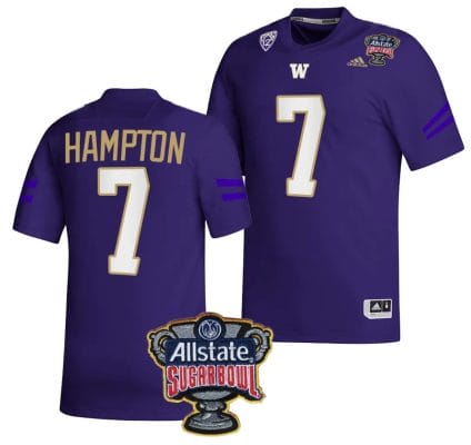 Dominique Hampton Jersey #7 Washington Huskies Allstate Sugar Bowl Patch 2024 College Football Purple 8 Dominique Hampton Jersey #7 Washington Huskies Allstate Sugar Bowl Patch 2024 College Football Purple