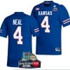 Devin Neal Jersey #4 Kansas Jayhawks 2023 Guaranteed Rate Bowl Champs Football Royal