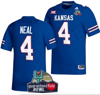Devin Neal Jersey #4 Kansas Jayhawks 2023 Guaranteed Rate Bowl Champs Football Royal 8 Devin Neal Jersey #4 Kansas Jayhawks 2023 Guaranteed Rate Bowl Champs Football Royal