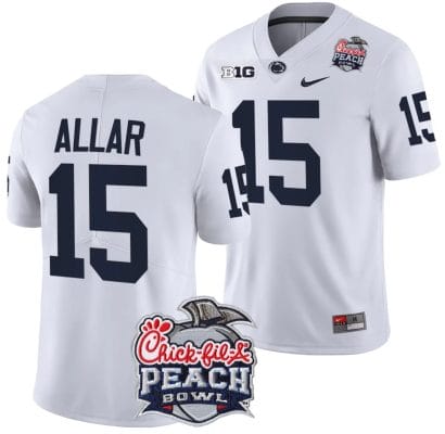 Drew Allar Jersey #15 Penn State Peach Bowl Patch 2024 College Football White 8 Drew Allar Jersey #15 Penn State Peach Bowl Patch 2024 College Football White