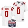 Deion Smith Jersey #0 Ole Miss Rebels Peach Bowl Patch 2024 College Football White 5 Deion Smith Jersey #0 Ole Miss Rebels Peach Bowl Patch 2024 College Football White