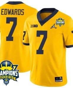 Donovan Edwards Jersey #7 Michigan Wolverines 2023 Big Ten Champions Patch Stitched Maize