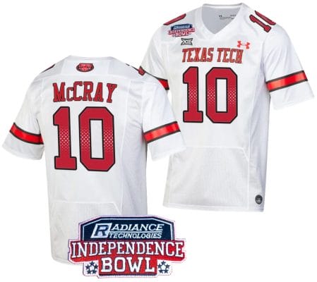 Drae McCray Jersey #10 Texas Tech Red Raiders Independence Bowl Patch Football 2023 White