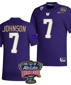 Dillon Johnson Jersey #7 Washington Huskies Allstate Sugar Bowl Patch 2024 College Football Purple