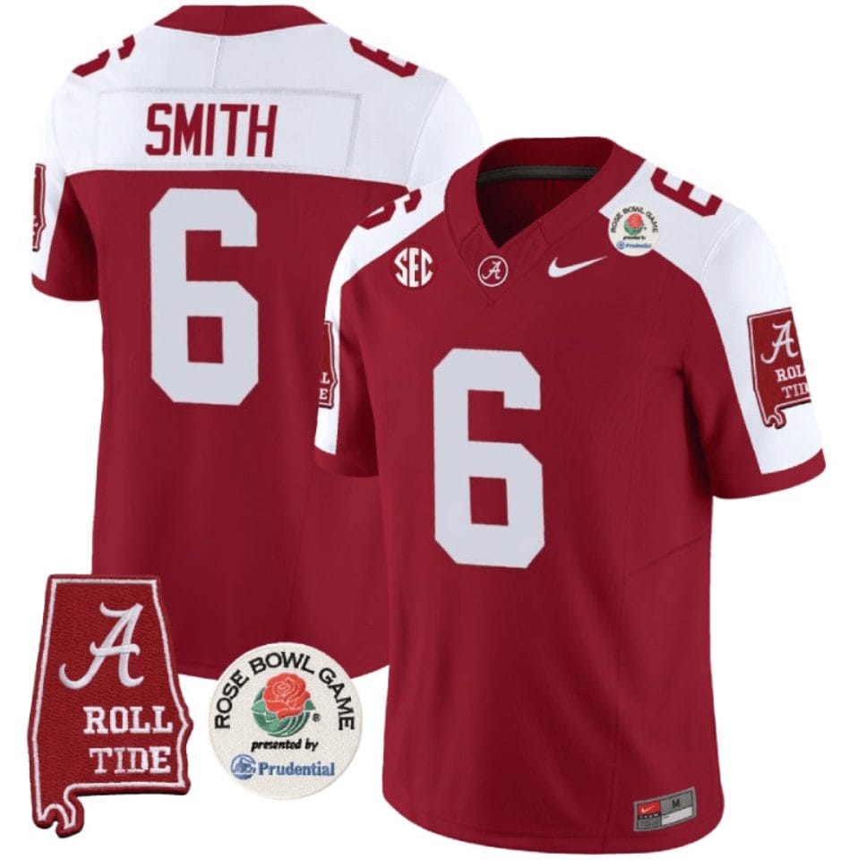 DeVonta Smith Jersey #6 Alabama Crimson Rose Bowl Patch Football Crimson Alternate 1 DeVonta Smith Jersey #6 Alabama Crimson Rose Bowl Patch Football Crimson Alternate