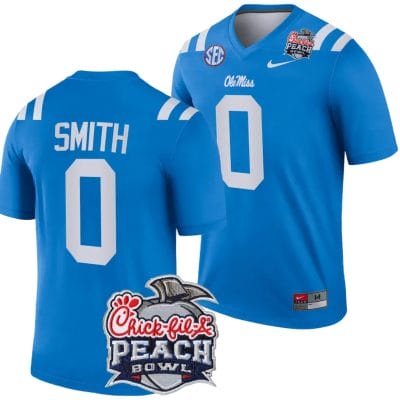 Deion Smith Jersey #0 Ole Miss Rebels Peach Bowl Patch 2024 College Football Blue 8 Deion Smith Jersey #0 Ole Miss Rebels Peach Bowl Patch 2024 College Football Blue