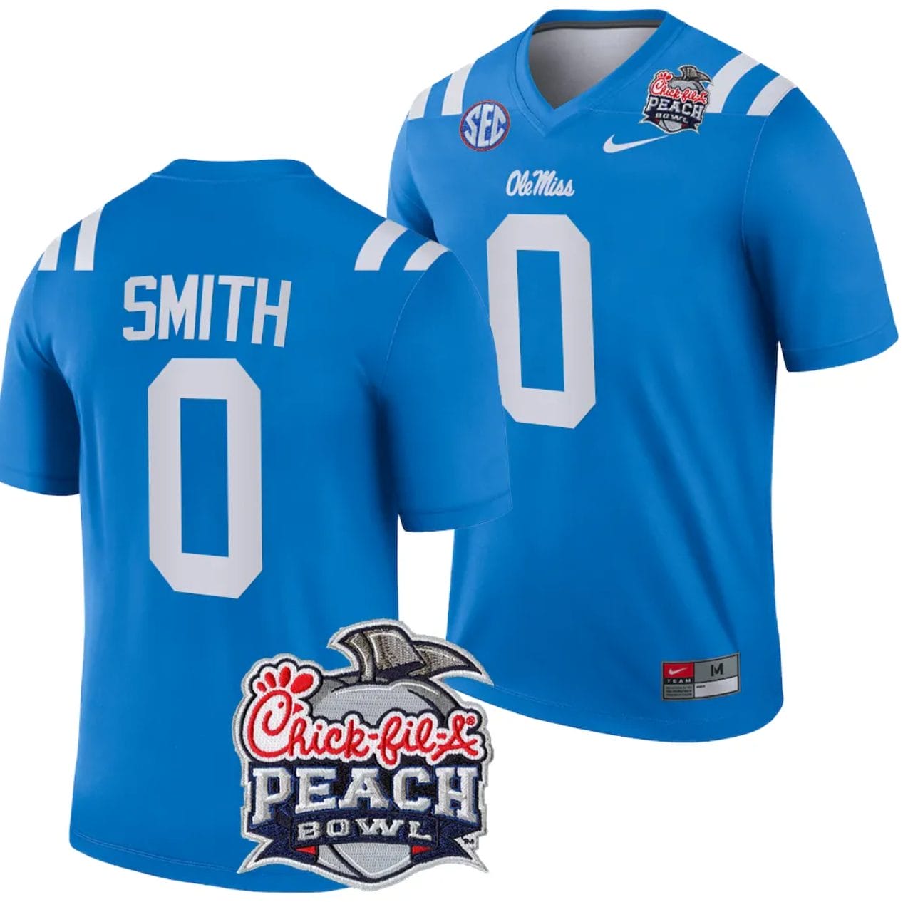 Deion Smith Jersey #0 Ole Miss Rebels Peach Bowl Patch 2024 College Football Blue 1 Deion Smith Jersey #0 Ole Miss Rebels Peach Bowl Patch 2024 College Football Blue