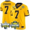 Donovan Edwards Jersey #7 Michigan Wolverines 2023 Big Ten Back to Back Champions Patch Stitched Maize