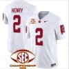 Derrick Henry Jersey #2 Alabama Crimson SEC Championship 2023 Patch Vapor Limited Football White