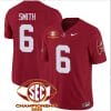 DeVonta Smith Jersey #6 Alabama Crimson SEC Championship 2023 Patch Vapor Limited Football Crimson