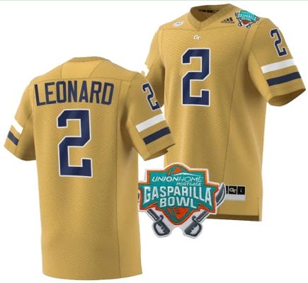 Dylan Leonard Jersey #2 Georgia Tech Yellow Jackets 2023 Gasparilla Bowl Patch Football Brown