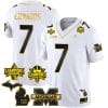 Donovan Edwards Jersey #7 Michigan Wolverines 2023 Big Ten Back to Back Champions Patch Stitched White Gold