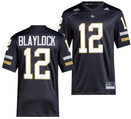 Dominick Blaylock Jersey #12 Georgia Tech Yellow Jackets 2023 Premier Football Uniform Black