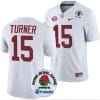 Dallas Turner Jersey #15 Alabama Crimson Tide Rose Bowl Game 2024 Patch College Football Playoff White