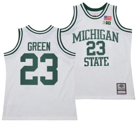 Draymond Green Jersey #23 Michigan State Spartans 125th Basketball Anniversary 1990 Throwback White 6 Draymond Green Jersey #23 Michigan State Spartans 125th Basketball Anniversary 1990 Throwback White