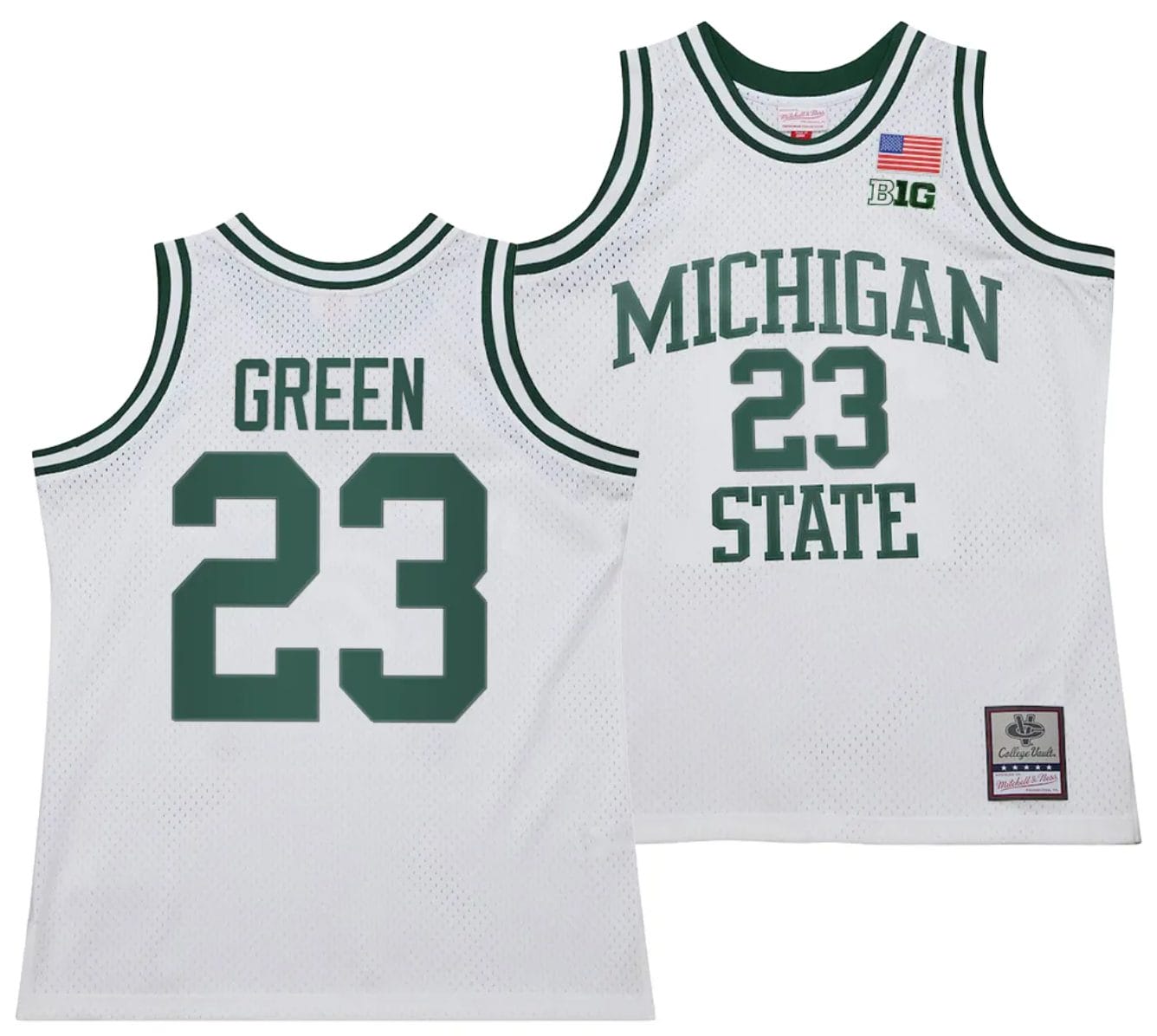 Draymond Green Jersey #23 Michigan State Spartans 125th Basketball Anniversary 1990 Throwback White 1 Draymond Green Jersey #23 Michigan State Spartans 125th Basketball Anniversary 1990 Throwback White