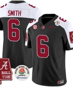 DeVonta Smith Jersey #6 Alabama Crimson Rose Bowl Patch Football Black Alternate