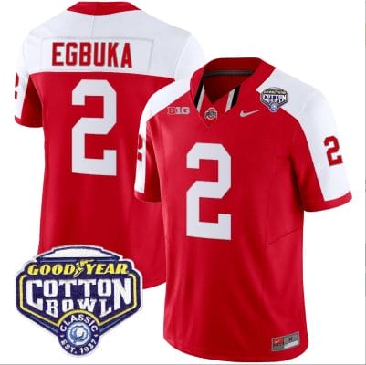 Emeka Egbuka Jersey #2 Ohio State Buckeyes Cotton Bowl Patch Vapor Football Red Alternate