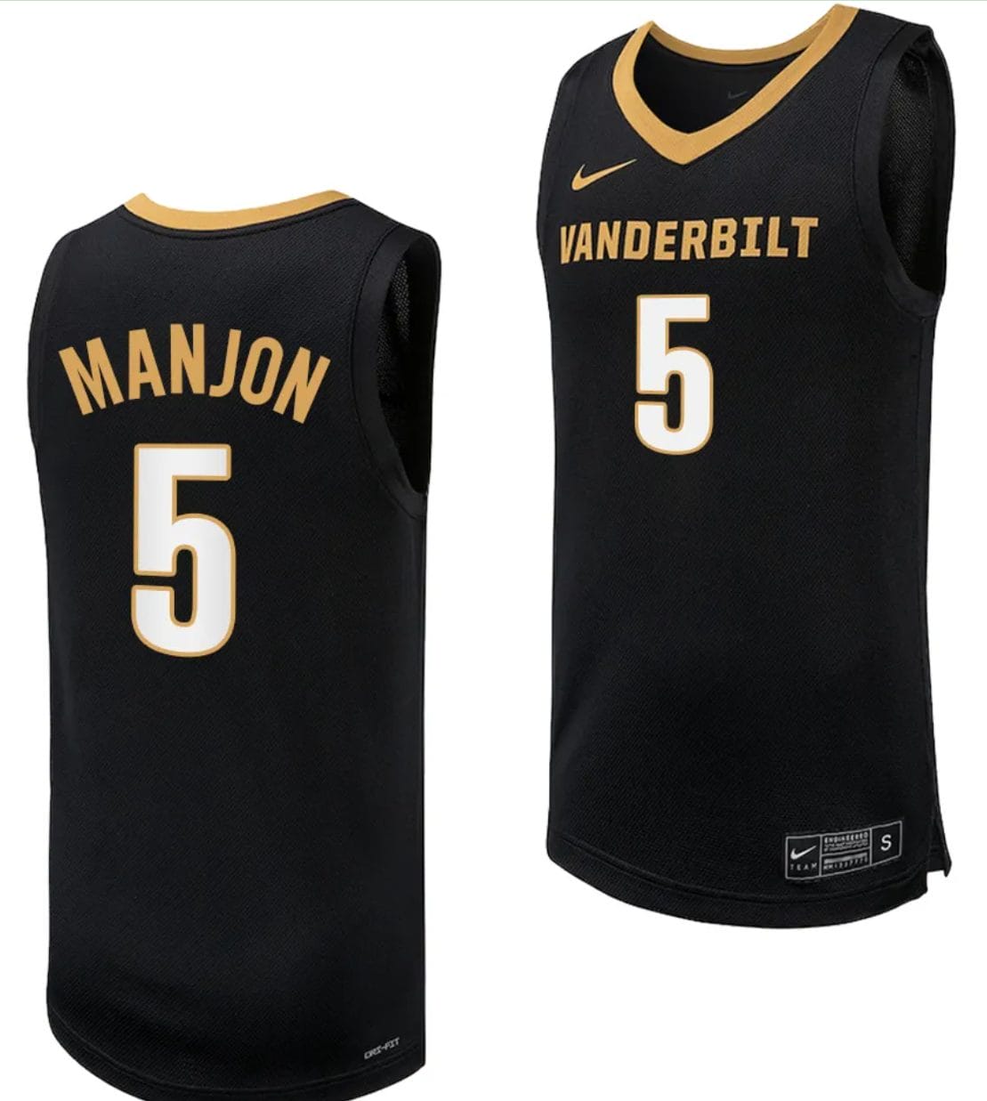 Ezra Manjon Jersey #5 Vanderbilt Commodores Replica Basketball uniform Black 1 Ezra Manjon Jersey #5 Vanderbilt Commodores Replica Basketball uniform Black