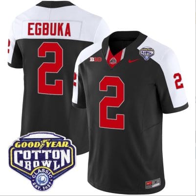 Emeka Egbuka Jersey #2 Ohio State Buckeyes Cotton Bowl Patch Vapor Football Black Alternate