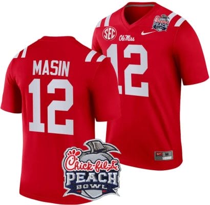 Fraser Masin Jersey #12 Ole Miss Rebels Peach Bowl Patch 2024 College Football Red 8 Fraser Masin Jersey #12 Ole Miss Rebels Peach Bowl Patch 2024 College Football Red