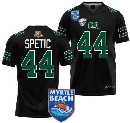 Gianni Spetic Jersey #44 Ohio Bobcats 2023 Myrtle Beach Bowl Patch College Football Black