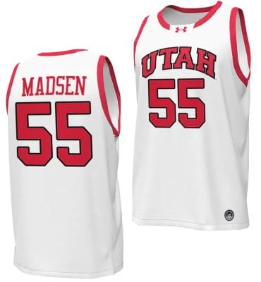 Gabe Madsen Jersey #55 Utah Utes College Basketball 2023-24 Replica White