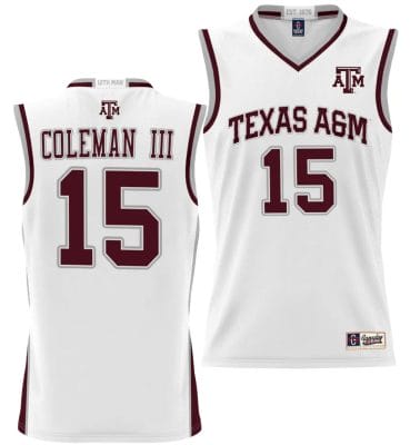 Henry Coleman III Jersey #15 Texas Aggies NIL College Basketball Jersey Lightweight White 8 Henry Coleman III Jersey #15 Texas Aggies NIL College Basketball Jersey Lightweight White