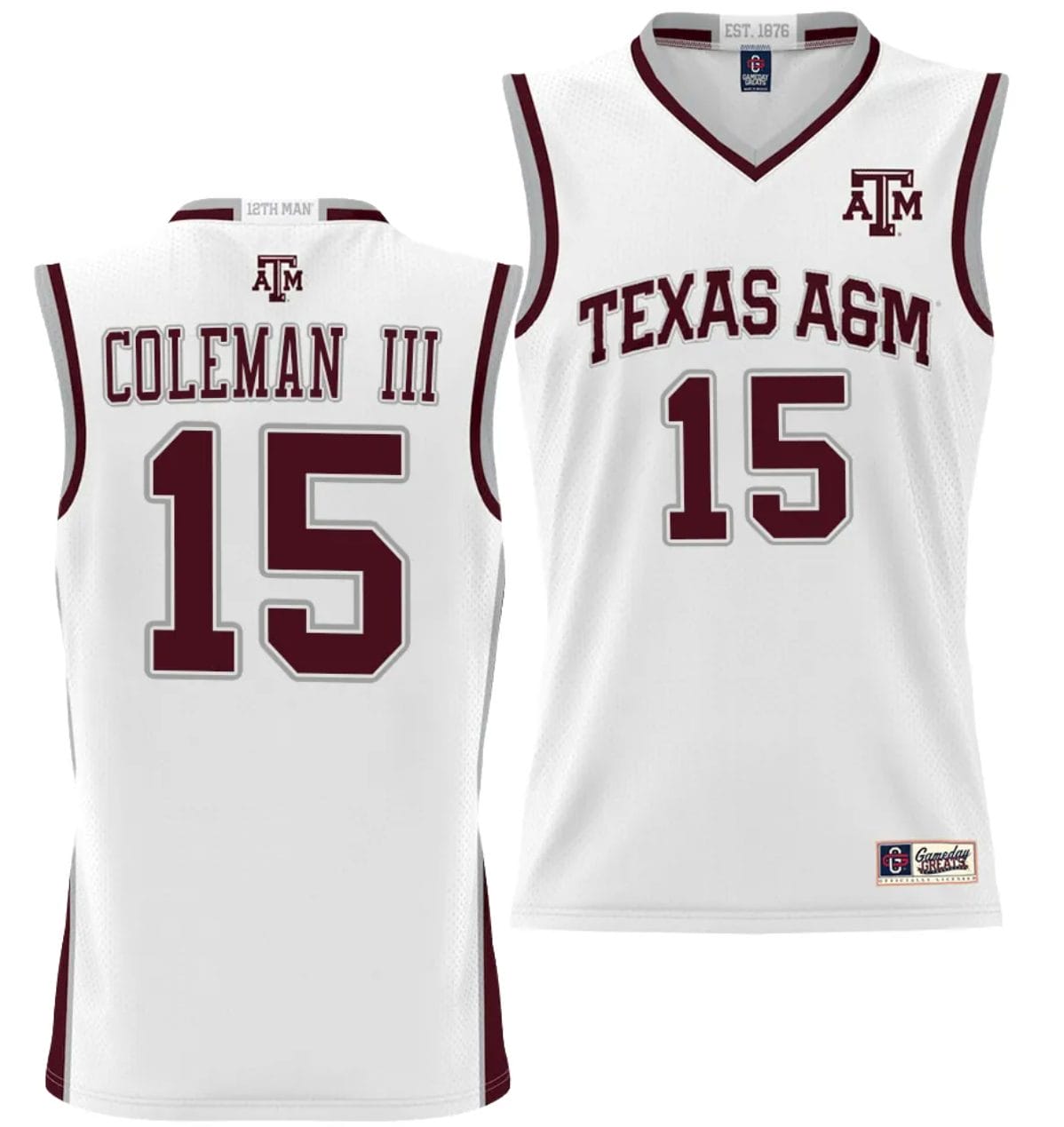 Henry Coleman III Jersey #15 Texas Aggies NIL College Basketball Jersey Lightweight White 1 Henry Coleman III Jersey #15 Texas Aggies NIL College Basketball Jersey Lightweight White