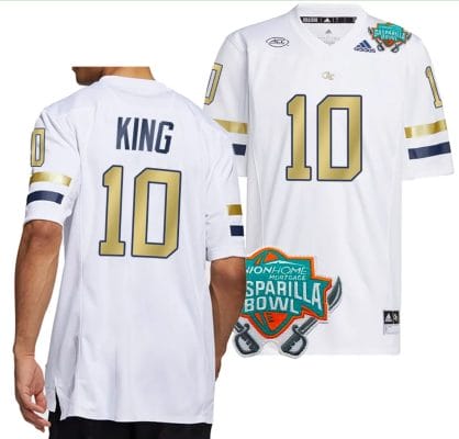 Haynes King Jersey #10 Georgia Tech Yellow Jackets 2023 Gasparilla Bowl Patch Football White