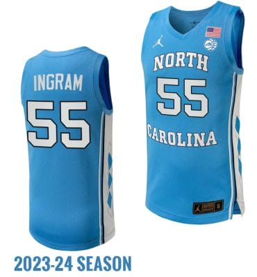 Harrison Ingram Jersey #55 North Carolina Tar Heels Replica College Basketball 2023-24 Blue