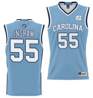 Harrison Ingram Jersey #55 UNC Tar Heels NIL College Basketball Lightweight Blue