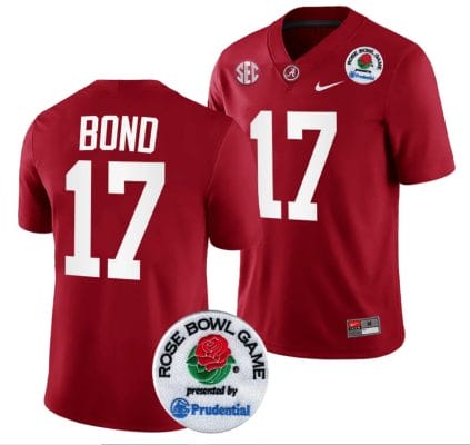 Isaiah Bond Jersey #17 Alabama Crimson Tide Rose Bowl Game 2024 Patch College Football Playoff Crimson 8 Isaiah Bond Jersey #17 Alabama Crimson Tide Rose Bowl Game 2024 Patch College Football Playoff Crimson