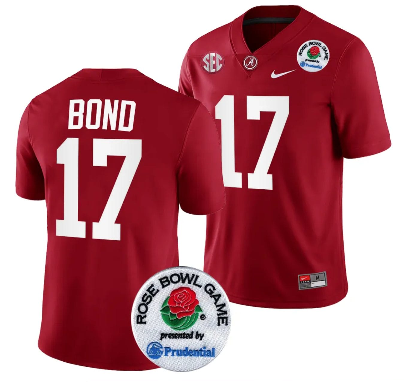 Isaiah Bond Jersey #17 Alabama Crimson Tide Rose Bowl Game 2024 Patch College Football Playoff Crimson 1 Isaiah Bond Jersey #17 Alabama Crimson Tide Rose Bowl Game 2024 Patch College Football Playoff Crimson