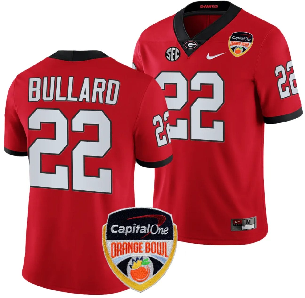 Javon Bullard Jersey #22 Georgia Bulldogs Orange Bowl Patch 2023 College Football Red 1 Javon Bullard Jersey #22 Georgia Bulldogs Orange Bowl Patch 2023 College Football Red