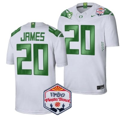 Jordan James Jersey #20 Oregon Ducks Fiesta Bowl Patch 2024 Football White 8 Jordan James Jersey #20 Oregon Ducks Fiesta Bowl Patch 2024 Football White