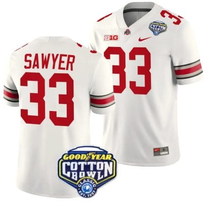 Jack Sawyer Jersey #33 Ohio State Buckeyes Cotton Bowl Patch 2023 Football White