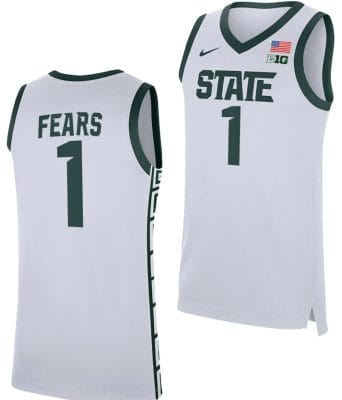 Jeremy Fears Jersey #1 Michigan State Spartans Replica Basketball 2023-24 White 6 Jeremy Fears Jersey #1 Michigan State Spartans Replica Basketball 2023-24 White