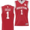 Jamal Shead Jersey #1 Houston Cougars NIL College Basketball Lightweight Red